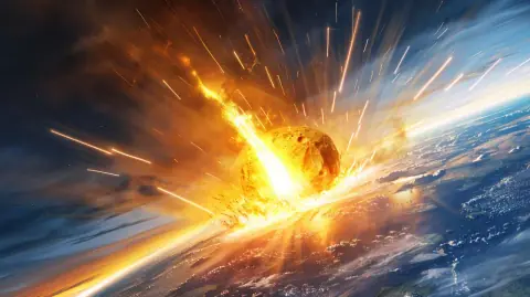 Asteroid impacting Earth