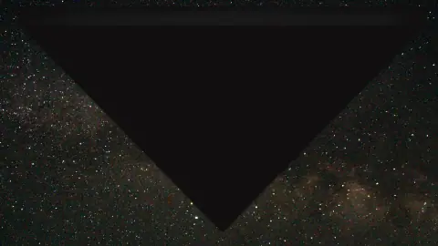 FBI witness-based illustration of a dark triangular outline against the stars above Bagram, representing a reported 2002 sighting.