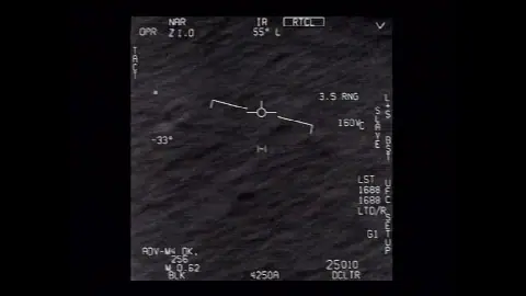 Later official DVIDS frame from the GOFAST UAP video showing range data during the track