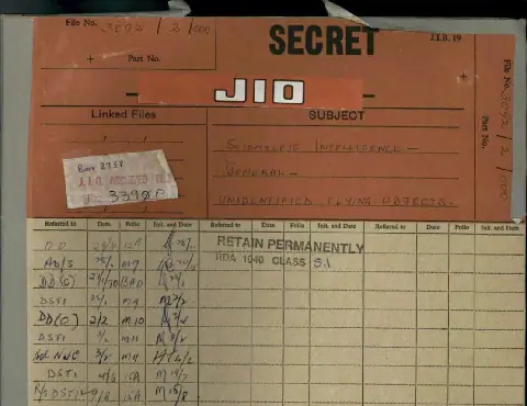 Secret Joint Intelligence Organisation file cover for Scientific Intelligence - General - Unidentified Flying Objects