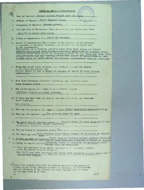George Pedley's 1966 RAAF report describing the Tully object and a 15-second observation