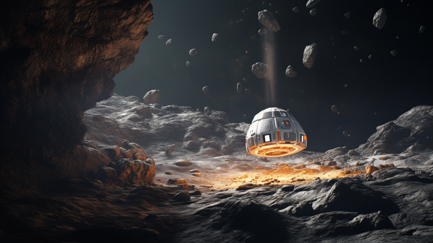 capsule landing on an asteroid